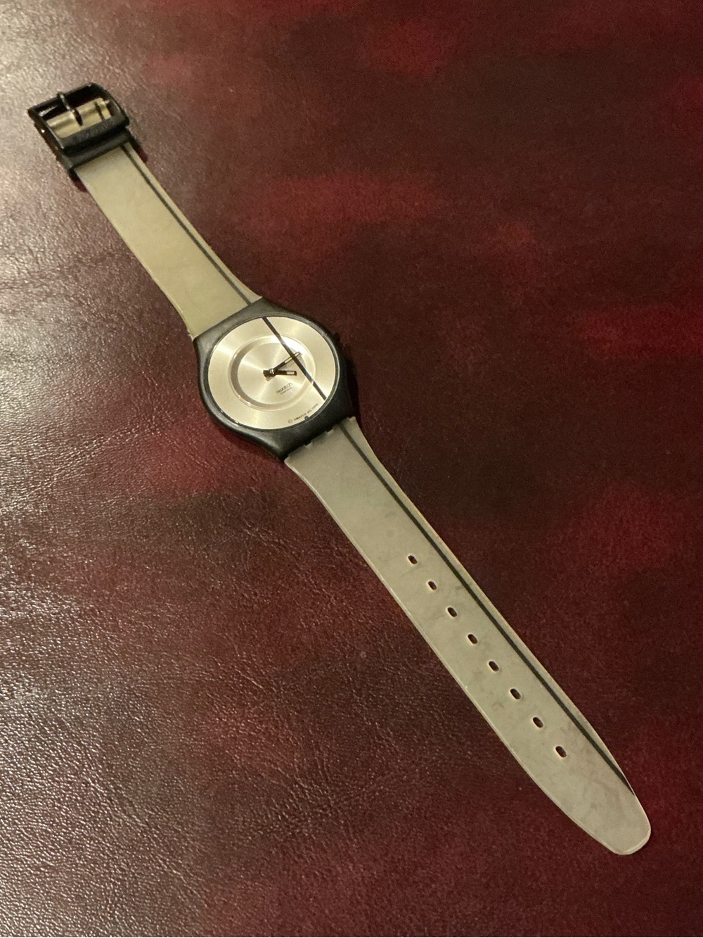 Swatch Silver Dial Clear Strap Minimalist Watch